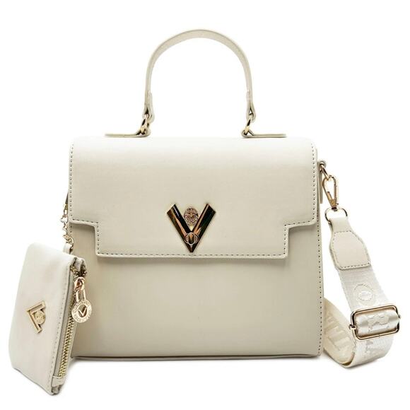 Valentino Orlandi Satchel Top Handle Logo Bag with Matching Wallet Beige - Picture 2 of 10